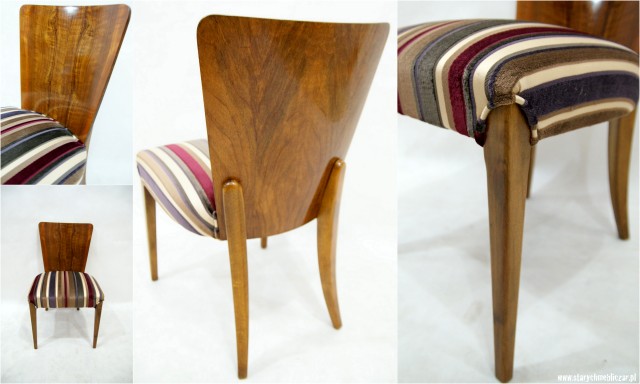 Krzesło Halabala po pełnej renowacji stolarskiej i tapicerskiej
