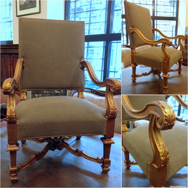 Fotel po pełnej renowacji stolarskiej i tapicerskiej