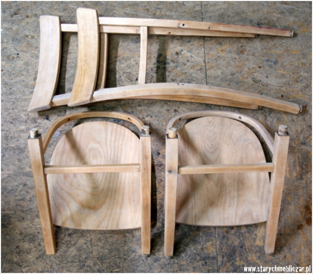 elementy giętych krzeseł w typie Thonet